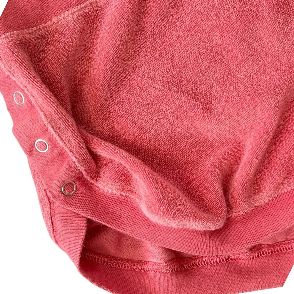 Y2K Terry Cloth Cover Up Dress Coral Pink Snap Slit Side L Indie Resort Outdoor - Picture 2 of 8